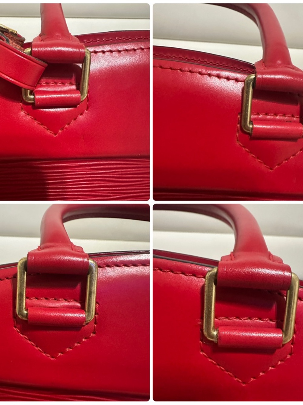 Louis Vuitton Riviera Red Structured Leather Top-Handle Women's Bag - Picture 10 of 16